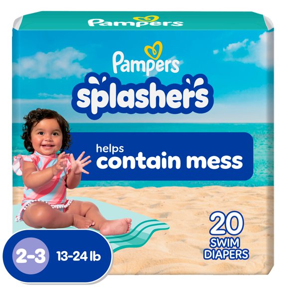 Pampers Splashers Maillots-Couches de Bain, Taille 2-3, Maillots-Couches de Bain Jetables pour Bébé