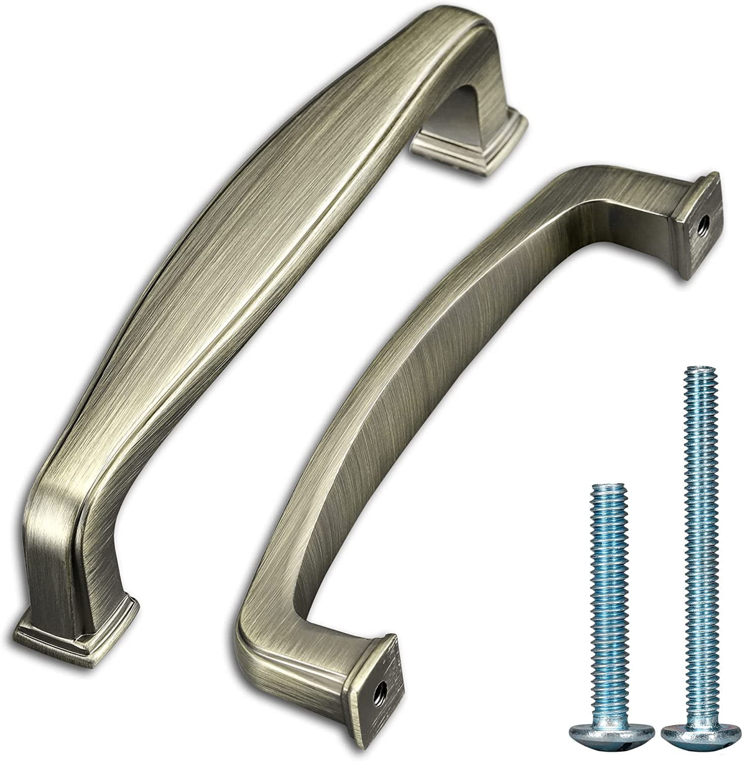 10 Pack Antique Brass Solid Arch Handle, 4.38inch/111mm(3.75" Hole Center) Pulls