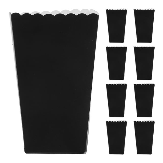 Minkissy 48Pack Kawaii Paper Popcorn Boxes Minimalist Design Black Rectangular Shape 11.50X7.50X7.50in