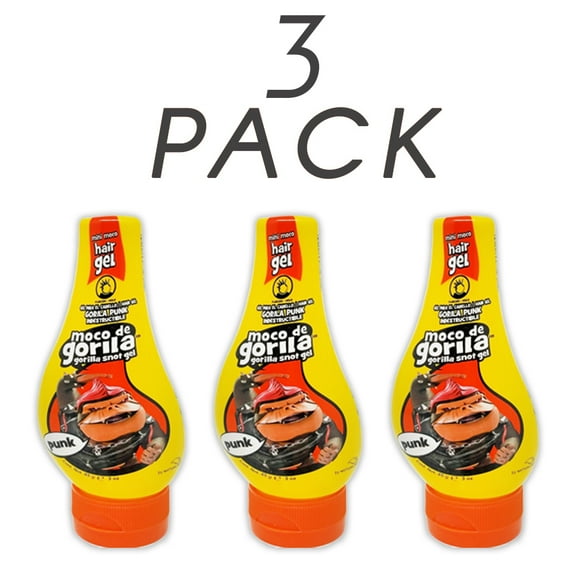 Moco De Gorila Mini Punk. Maximum Hold Hair Gel. Easy Squeeze Bottle. No Residue. 2.99 Oz / 84.7 gr. Pack of 3