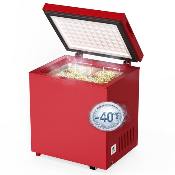 Northair -40°F Low Temperature Chest Freezer - 1.8 Cu Ft with 2 Removable Baskets-Red
