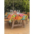 thumbnail image 3 of Outdoor Tablecloth with Umbrella Hole for Patio/Picnic/Party/Camping, Watercolor Flip Flop Waterproof Table Cloth Rectangle Table Cover Washable, Summer Coastal Beach Slippers (60"x 102"), 3 of 8