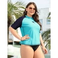 thumbnail image 4 of BeautyIn Women's Plus Size Rash Guard UPF 50+ Short Sleeve Swim Top, 4 of 6