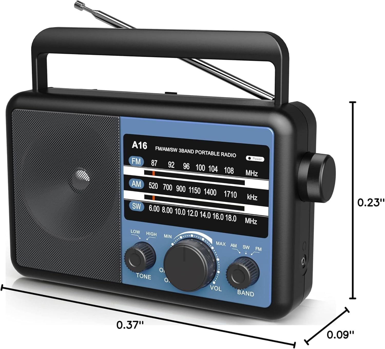 Greadio AM FM Radio with Big Knob, FM Radio Ease for Use, Battery
