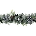 thumbnail image 5 of Northlight Flocked Pine with Harlequin Ornaments and Bows Artificial Christmas Garland - 6' x 8" -, 5 of 9