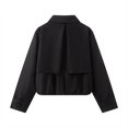 thumbnail image 5 of Vynhevius Women Jacket Solid Lapel Button Cropped Long Sleeve Casual Outerwear Top, 5 of 9