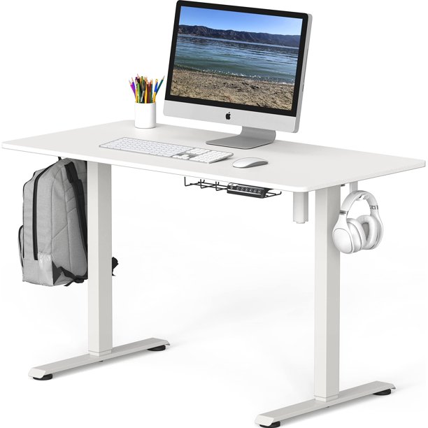 SHW 48INCH ELECTRIC HEIGHT ADJUSTABLE DESK. WHITE