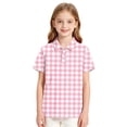 thumbnail image 6 of Girls Plaid Polo Shirts Short Sleeve Collared Shirt Kids School Uniform Shirt (3-13Y), 6 of 7