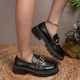 thumbnail image 4 of Wensltd Fashion Loafers for Women Black Solid Color Round Toe Chunky Heel Thick Sole Party Shoe, 4 of 9