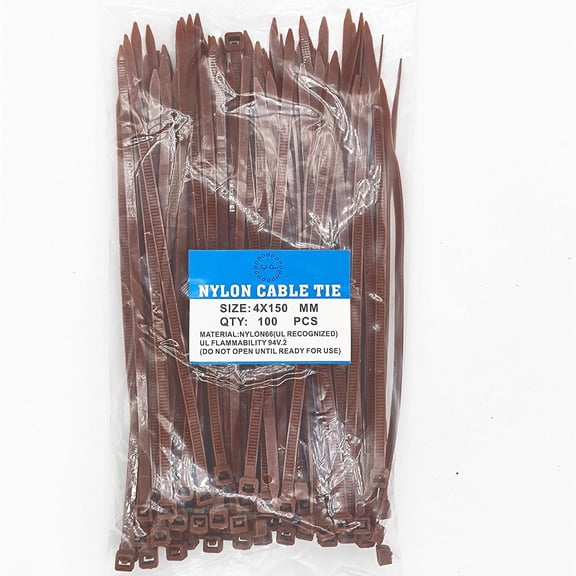 BDKWID-6 Inch Brown Zip Ties (100 Pieces), 40lb Strength, Nylon Cable Wire Ties