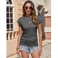 thumbnail image 4 of Camiseta Zeagoo para mujer, manga corta, fruncida, cuello redondo, paquete de 3, 4 of 6