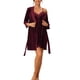 thumbnail image 1 of INSPIRAR CHIC Pijamas de Terciopelo para Mujeres Con Encaje, Bata de Manga Larga, Conjunto de Dos Piezas, Ropa de Casa Roja XS, 1 of 5