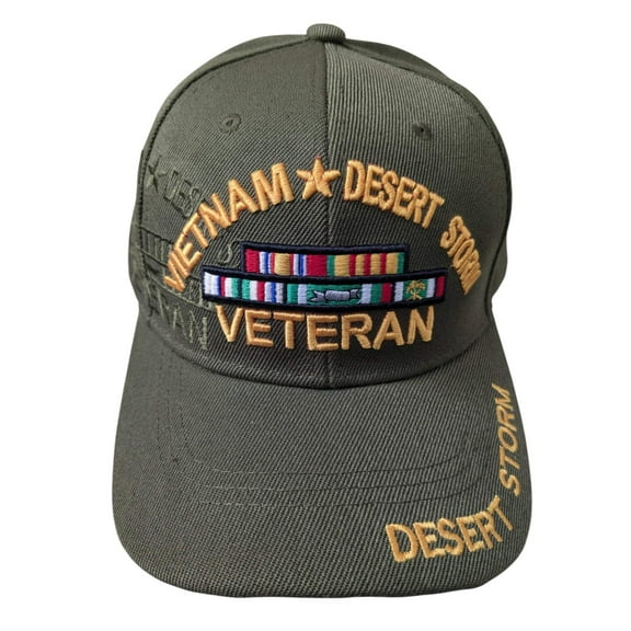 US Military Vietnam Desert Storm Veteran Ribbon Green Baseball Hat Cap