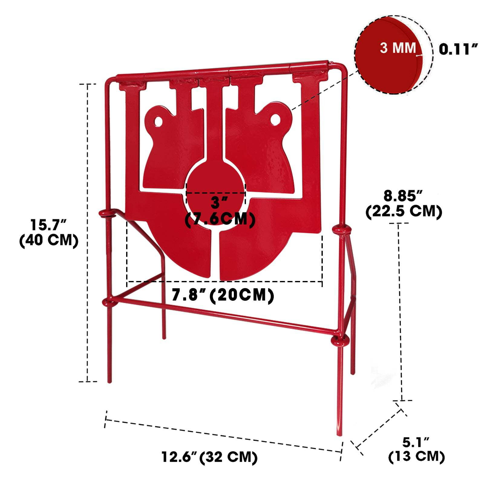 Atflbox 5 in 1 Pellet Gun Resetting Target, Heavy Metal Spinning Airgun Rifles and BB Gun Shooting Target for Outdoor and Backyard, Rated for .177 .20 Caliber