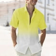 thumbnail image 2 of VSSSJ Mens Gradient Shirts Comfy Fashion Short Sleeve Button Down Shirt Relaxed Fit Hawaiian Summer Beach Casual Shirts for Men Yellow L, 2 of 3
