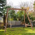 thumbnail image 4 of Gymax Rattan Patio Porch Swing 2-Person Cushioned Swing Chair Bench w/ Hanging Ropes Black, 4 of 10