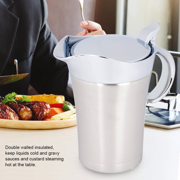 Saucière Thermique Inox 500ml Double Isolation Avec Couvercle Et Poignée - Acier Inoxydable