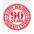 thumbnail image 3 of Ambesonne 90th Birthday Shower Curtain, Grunge Stamp 90 Art, 69"Wx84"L, White Red, 3 of 3