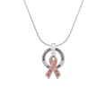 thumbnail image 2 of Delight Jewelry Silvertone Large Pink Ribbon with Crystals Miracles Ring Charm Necklace, 18", 2 of 4