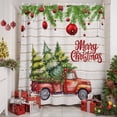 thumbnail image 2 of Shower Curtain 54"W x 78"L Christmas Tree Christmas Ball Red Truck Fabric Shower Curtains Set with Hooks Water Repellent Bathroom Curtains Machine Washable Bathroom Accessories, 2 of 9