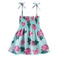thumbnail image 4 of Robe Bébé Fille Été Imprimé Floral Robe à Bretelles Légère Décontractée avec Attaches Réglables pour Plage Robe Bébé Vert Clair 3 Ans-4 Ans, 4 of 4