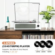 RetroAudio Record Player Turntable Bluetooth Vinyl Record Player Wireless Audio Turntable,Silver White