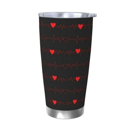 

Bingfone Cardiogram and Heart for 20 Oz Stainless Steel Travel Mug Double Wall Water Coffee Cup for Home Office Outdoor Works Great for Ice Drinks and Hot Beverage-Without Straw