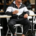thumbnail image 4 of Men's Tracksuit, Color Block Track Jackets and Pants 2 Piece Outfit Mens Hoodie Sweatsuit Full-Zip Running Jogger Set Sports Casual Sweat Suits Size 3XL Black, 4 of 9