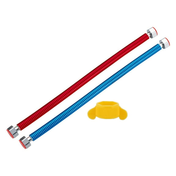 2pcs Stainless Steel Water Inlet Pipe Flexible Water Heater Connector with Hot and Cold Coding Water Softener Supplies