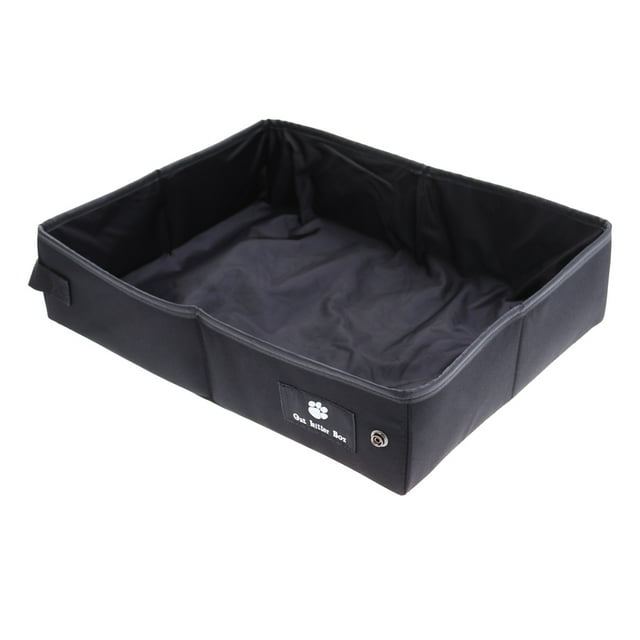 Bac à Litière pour Chat Portable Extérieur Imperméable Pliable de Voyage Taille P (Noir)