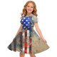 thumbnail image 1 of Odeerbi Niñas Día de La Independencia Vestido de Línea A Verano Patriótico Cuello Redondo Manga Corta Vestido Casual, 1 of 9