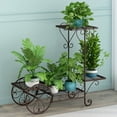 thumbnail image 2 of Metal Multi-Tiered  Stand with Wheels - Versatile Iron Art Indoor & Outdoor Decorative Planter Display Rack for Greenery and Blooms, 2 of 12