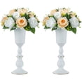 thumbnail image 1 of Centro de mesa blanco decorativo 2 piezas Florero de metal, Florero de centro de mesa de boda para decoración de fiesta de cumpleaños, Arreglos de flores artificiales 31.9cm Alto Vhermosa Centros de Mesa, 1 of 5