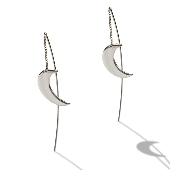 Sterling Silver Moon Threader Earrings