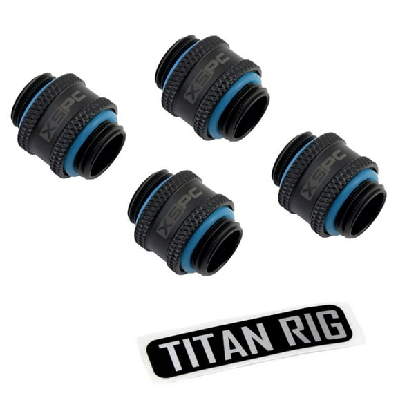 XSPC G1/4" Male to Male Rotary Fitting, Matte Black, 4-pack