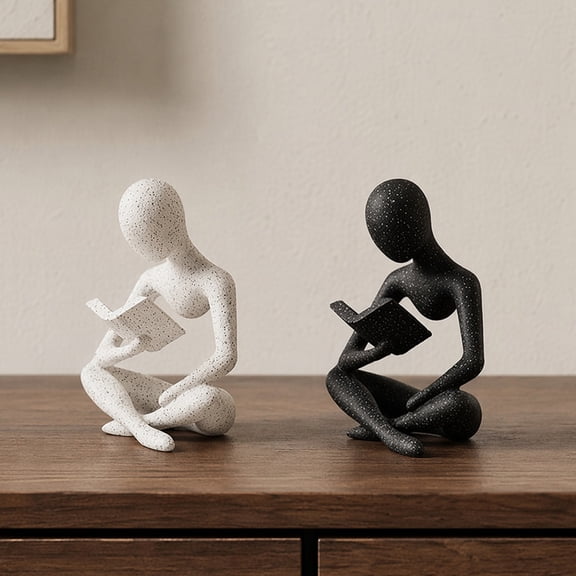 KGJQ 3D Printed Bookshelf Decor Thinker Statue, Abstract Art Ornament, Reading Thinker Sculpture, Aesthetic Figurine, Modern Home Decoration for Living Room Office Shelves Coffee Table Desk Decor