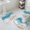 Turquoise, variant on Aqua Beige Ombre Bath Mat 3 Piece Bathroom Rug Set, Modern Abstract Moire Art Geometric Non Slip Bath Rug Contour Mat and Toilet Lid Cover, Absorbent Shower Mats Soft Bath Rugs and Mats Sets