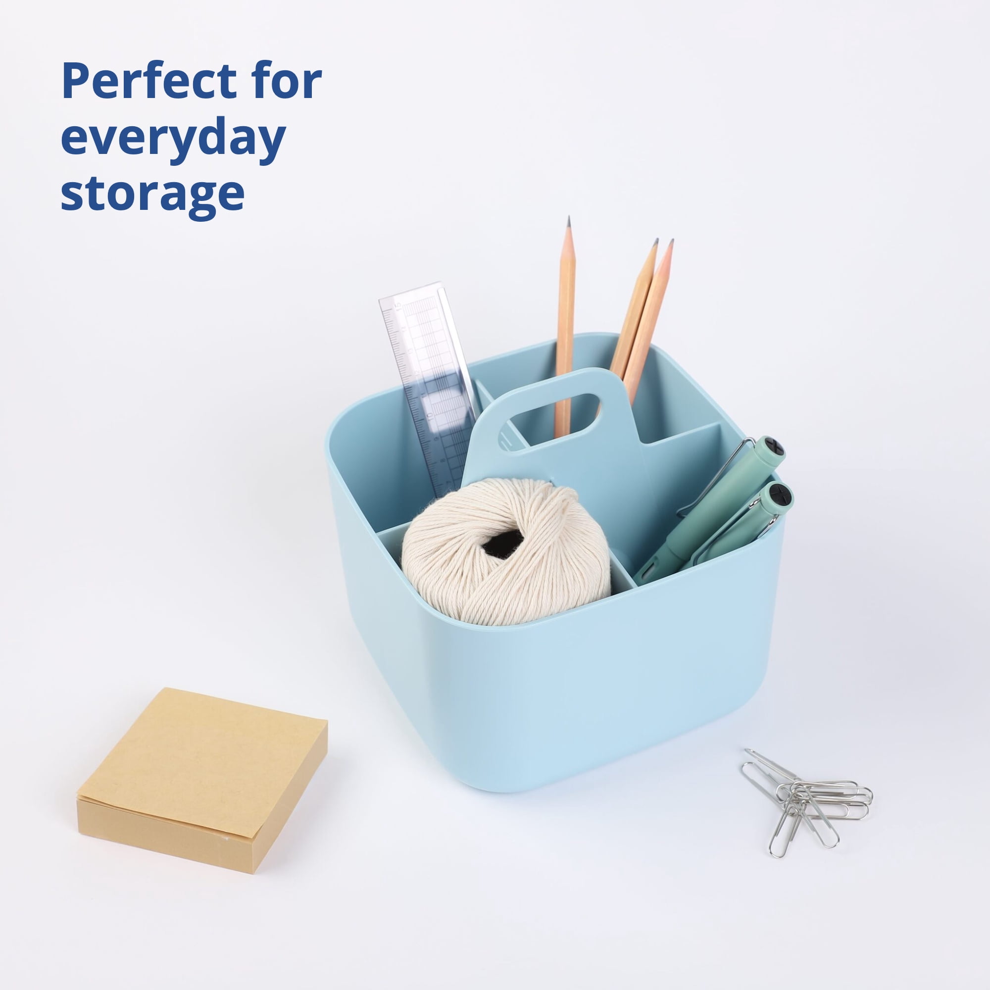 Blue Ginkgo Plastic Portable Square Storage Caddy, Blue