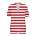 thumbnail image 5 of CLOISE Womens Beach Vacation Outfits Plus Size 2 Piece Striped Matching Sets with Pockets Outfits Short Sleeve Cardigan Shorts Travel Clothes, 5 of 6