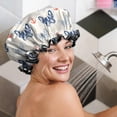 thumbnail image 5 of Shower Caps,Anchor and Bulldog Dog Waterproof Shower Cap for Women 4 Pieces,Double Reusable Hair Cover for Shower PEVA Elastic Stretch Hem, 5 of 7