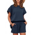 thumbnail image 3 of Women Loungewear Set Short Sleeve Tops & Shorts 2 Piece Outfits Set with Pockets, 3 of 6