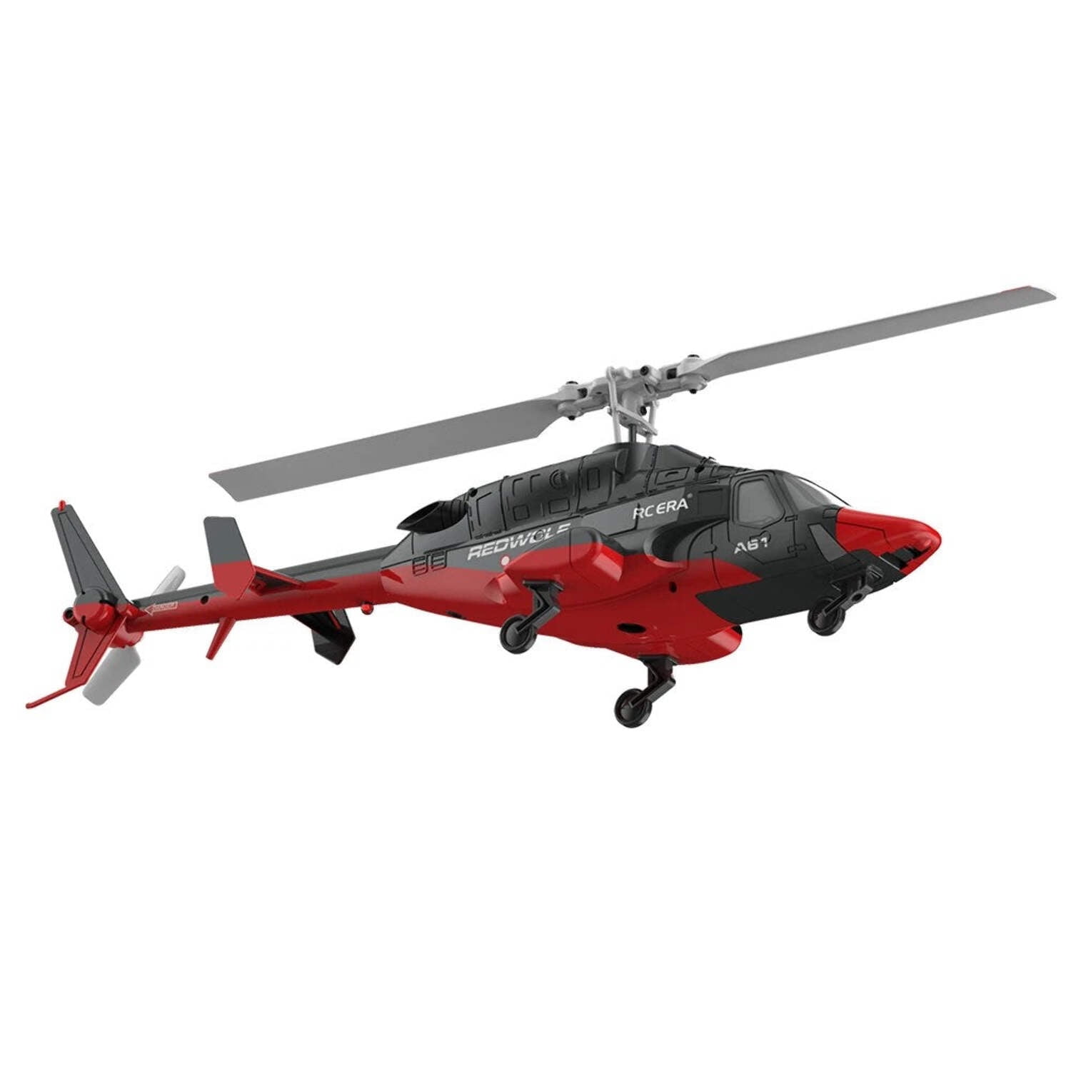 RC ERA A61 AirWolf 110-Size Scale RC Helicopter - RTF w/ Optical Flow Sensor  Auto Stabilization - Black/Red