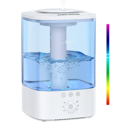 Humidifiers for Bedroom Mideum Room Home, Paris Rhone 3.5L Cool Mist Top Fill Ultrasonic Humidifier for Baby and Plants, with 7-Color LED Light, Touch Control, Auto Shut-off, Blue