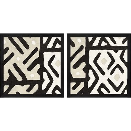 Great Art Now Kuba Cloth Neutral by Wild Apple Portfolio, 2 Piece Framed Art Set Each 13"W x 13"H