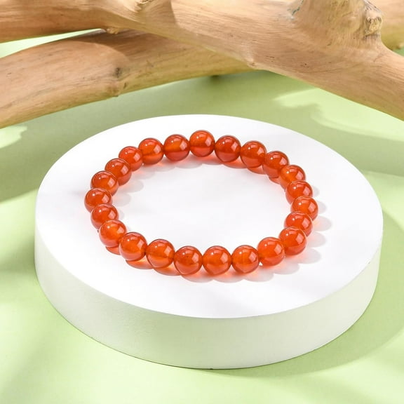 1Pc Natural Carnelian Beaded Stretch Bracelets Round 2 inch(5.2cm) Bead 8mm Carnelian