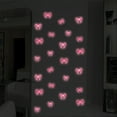 thumbnail image 4 of 3PCS Glow in The Dark Pink Bow Wall Stickers Pink Bow Knot Wall Decals Watercolor Room Mural Stickers for Valentine's Day Girls Party Home Bedroom Nursery, 4 of 7