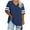 Dark Blue, variant on PiGOGI Plus Size Tops for Women's Oversized V-neck Short Sleeved Solid Summer Base Shirt Sports T-shirt Blue