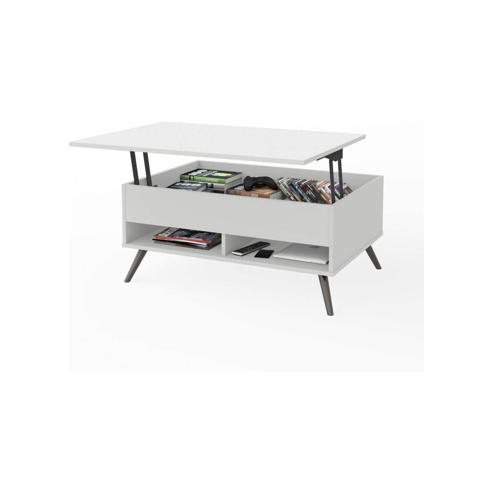 Bestar Krom 38W 37? LiftTop coffee Table with metal legs in white