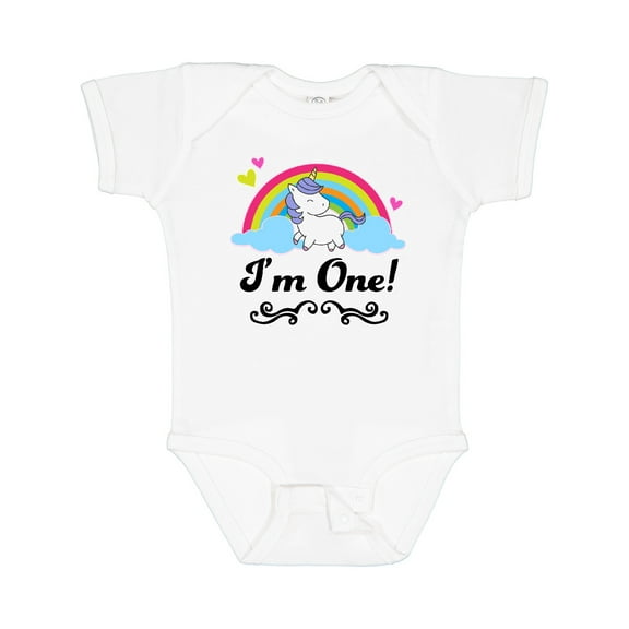 Inktastic 1st Birthday Unicorn Rainbow 1 Year Old Party Girls Baby Bodysuit
