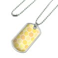 thumbnail image 2 of Yellow Honeycomb Pattern Military Dog Tag Pendant Necklace with Chain, 2 of 4